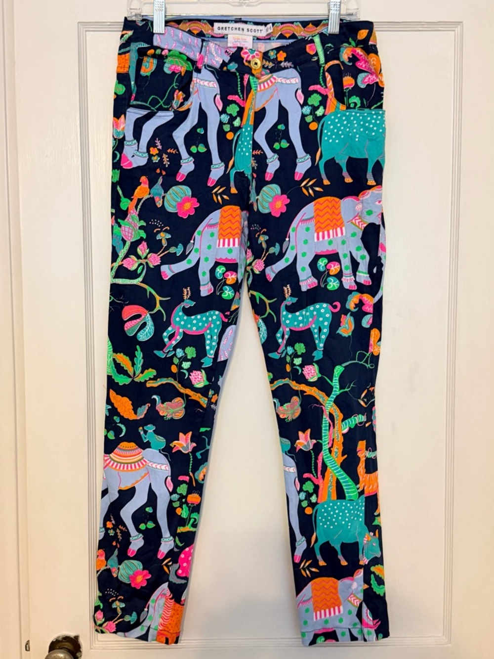 Gretchen Scott gripeless jeans elephant print women’s M